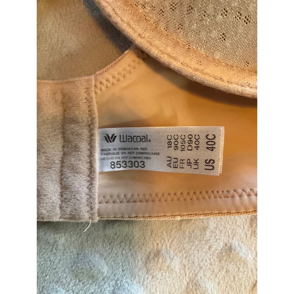Wacoal Underwire T-Shirt Bra Women 40C Nude Polka Dot Lace 853303 - Picture 2 of 4